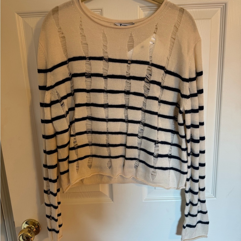 Alexander Wang Striped Distressed Sweater